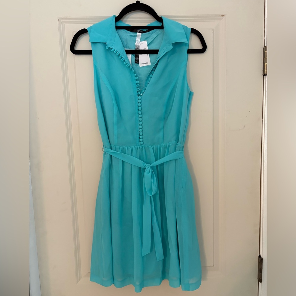 Kensie Turquoise Crepe A-Line Dress